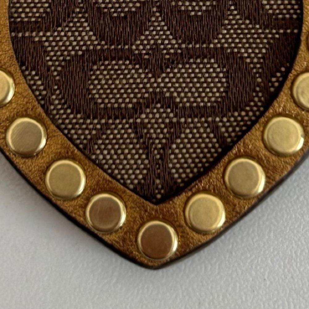 Coach Brown Heart Keychain with Gold Studs - Picture 3 of 5